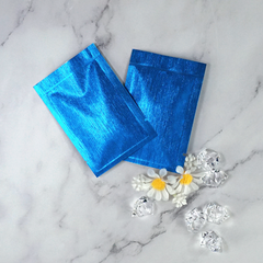 Shimmery Brushed Metal Blue Metallized Foil Open Top Bags