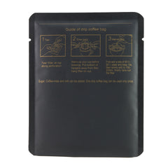 Matte Coffee Black Aluminum Open Bottom Bag with Glossy Drip Coffee Design