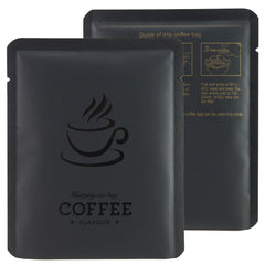 Matte Coffee Black Aluminum Open Bottom Bag with Glossy Drip Coffee Design