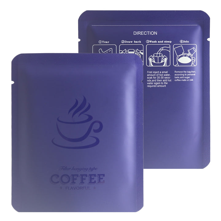 QQ Studio® Matte Coffee Violet Purple Aluminum Open Bottom Bag with Glossy Drip Coffee Design