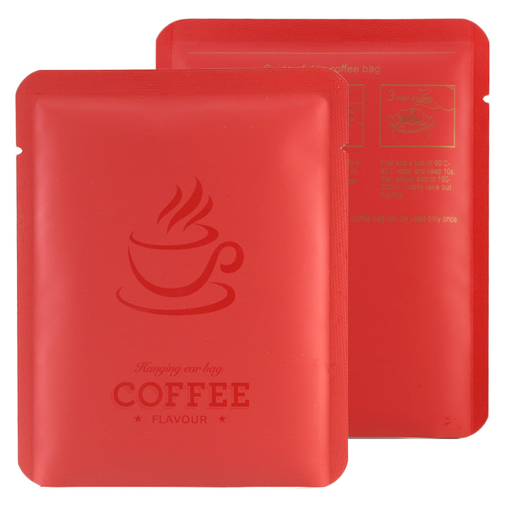 QQ Studio® Matte Coffee Bean Red Aluminum Open Bottom Bag with Glossy Drip Coffee Design