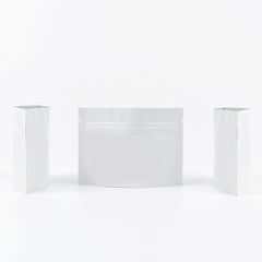 Double-Sided Glossy Arctic White Horizontal Mylar Stand Strong® Bags