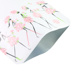 Rosey White Matte Flower Girl Design Open Bottom Bags