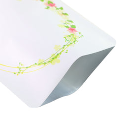 Wreath White Matte Flower Design Open SlickSeal™ Bags