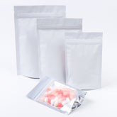 Half Off White Metallic Mylar Stand Strong® Bags