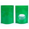Glossy Round Window Plastic and Mylar Stand Strong® Coffee Valve Bags - Caffeinated Clover Green