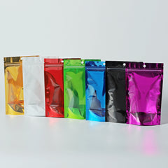 Single Side Glossy Color Metallic Mylar Stand Strong® Bags with Round Hang-Hole
