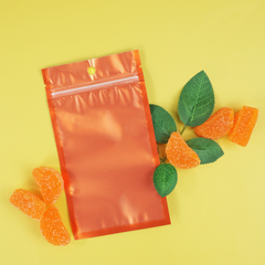Matte Half Citrus Orange Window with Inner Color Mylar Flat QuickQlick® Bags