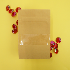 Vintage Brown Kraft Flat Packaging Bags with Clear Window