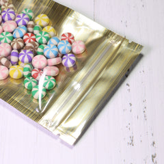 Half Goldstreak Stripe Design Mylar Foil Flat QuickQlick® Bags