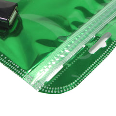 Glossy Half Shamrock Green Mylar QuickQlick® Bags with Rounded Top and Hang Hole
