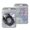 Glossy Transparent Holographic Design Mylar Bags with Rounded Top and Butterfly Hang Hole - Half Psychedelic Silver