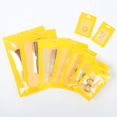 Glossy Neon Yellow Bordered Window QuickQlick® Bags with Butterfly Hang Hole