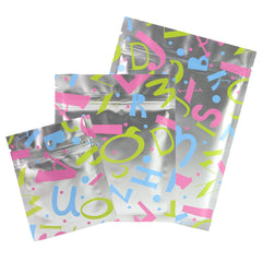 Alphabet Design Double-Sided Confetti Silver Aluminum Zipper Seal Bags