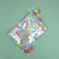 Alphabet Design Double-Sided Confetti Silver Aluminum Zipper Seal Bags