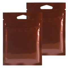 Glossy Chocolate Brown Mylar Foil QuickQlick® Bags with Triangle Hang Hole