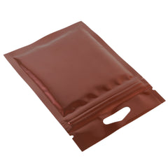 Glossy Chocolate Brown Mylar Foil QuickQlick® Bags with Triangle Hang Hole