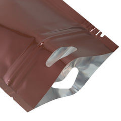 Glossy Chocolate Brown Mylar Foil QuickQlick® Bags with Triangle Hang Hole