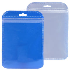 Glossy Half Ocean Blue Rounded Corners Plastic QuickQlick® Bags with Butterfly Hang Hole