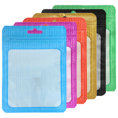 Translucent Woven Bordered Zipper Seal Flat Bags with Butterfly Hang Hole