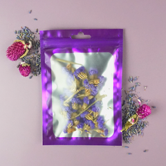 Matte Prom King Purple Foil QuickQlick® Bags with Bordered Translucent Window and Butterfly Hang Hole