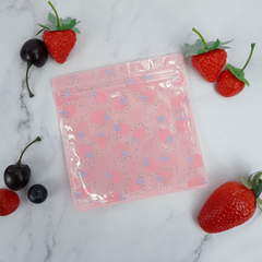 Strawberry Pink Designed Multi-Icon Pattern QuickQlick® Bags with Clear Window