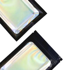 Flat Zipper Seal Bags – Universal Black QuickQlick® with Clear Window and Holographic Lining