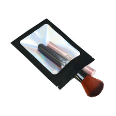 Flat Zipper Seal Bags – Universal Black QuickQlick® with Clear Window and Holographic Lining