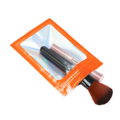 Flat Zipper Seal Bags – Orion Orange QuickQlick® with Clear Window and Holographic Inside