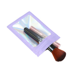 Flat Zipper Seal Bags – Andromeda Purple QuickQlick® with Clear Window and Holographic Lining