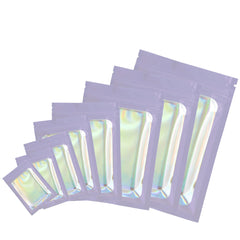 Flat Zipper Seal Bags – Andromeda Purple QuickQlick® with Clear Window and Holographic Lining