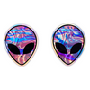 Silver Holographic Alien Head Metallic Foil Zipper Seal Bags - Holographic Alien