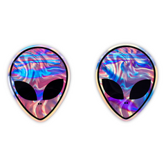 Silver Holographic Alien Head Metallic Foil Zipper Seal Bags