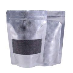 Chrome Grid Silver Aluminum Waffle Pattern with Translucent Window Stand Strong® Bags