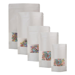 Matte Parchment White Kraft with Translucent Window Stand Strong® Bags