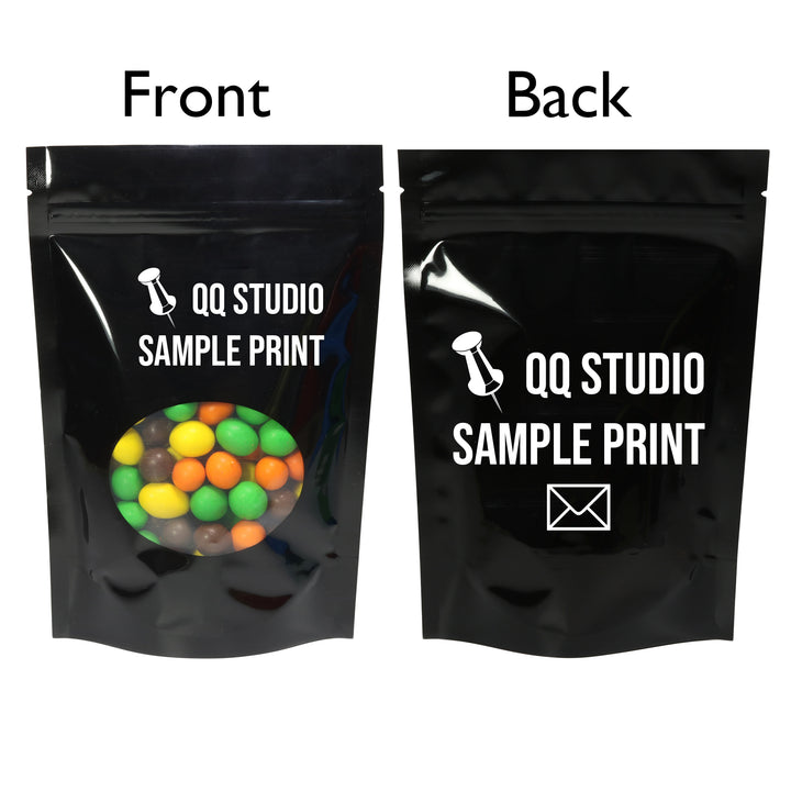 QQ Studio® Glossy Round Window Plastic and Mylar Stand Strong™ Bags (Double Side Print)