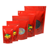 Glossy Candycane Red Round Window Plastic and Mylar Stand Strong® Bags