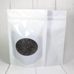 Glossy Purity White Round Window Plastic and Mylar Stand Strong® Bags