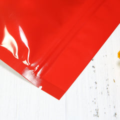 Glossy Candycane Red Round Window Plastic and Mylar Stand Strong® Bags