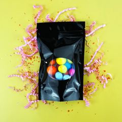 Glossy Mirror Black Round Window Plastic and Mylar Stand Strong® Bags