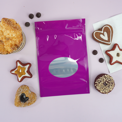 Glossy Hazy Purple Round Window Plastic and Mylar Stand Strong® Bags