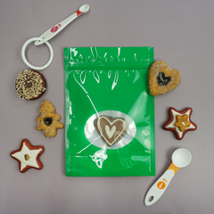 Glossy Clover Green Round Window Plastic and Mylar Stand Strong® Bags