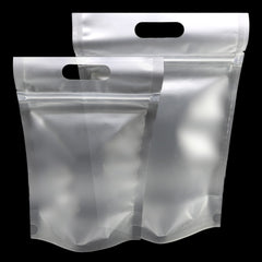 Cloudy Translucent Polyethylene Stand Strong® Bags with Die Cut Handles