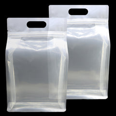 Clean Clear Polyethylene Side Gusset Stand Strong® Bags with Die Cut Handles