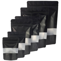 Matte Waxed Black Window Mylar Stand Strong® Bags