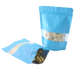 Matte Slate Blue Window Mylar Stand Strong® Bags