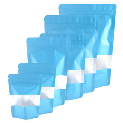 Matte Slate Blue Window Mylar Stand Strong® Bags