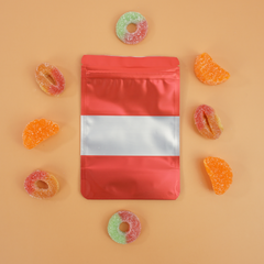 Matte Hydrant Red Frosted Window Mylar Stand Strong® Bags