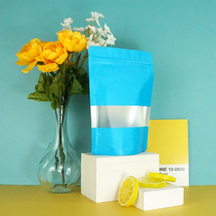 Matte Slate Blue Window Mylar Stand Strong® Bags