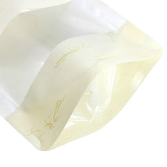Matte Faded Yellow Rice Paper Clear Window Stand Strong® Bags with Die Cut Handles